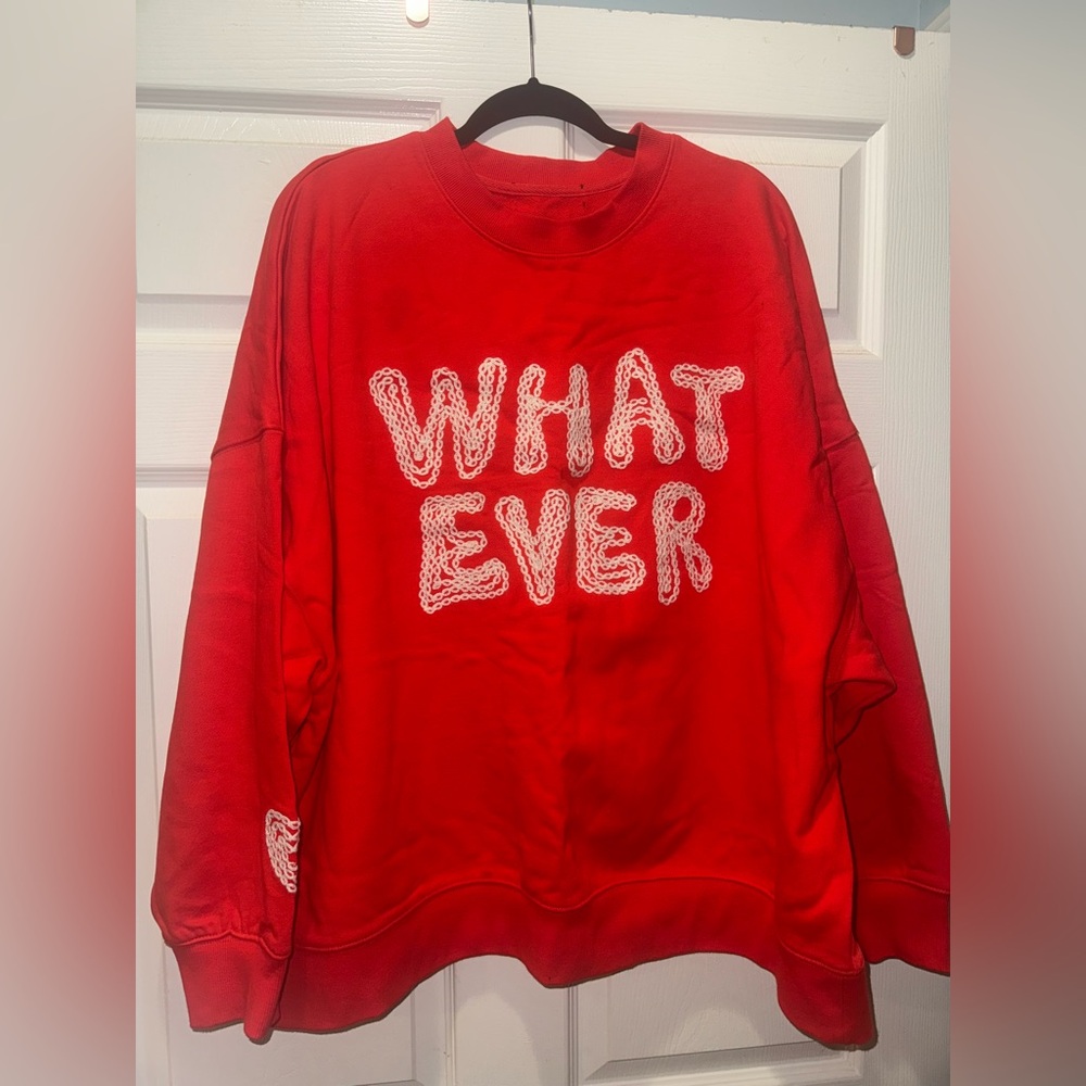 Forever21+ Red 'Whatever' Graphic Sweatshirt